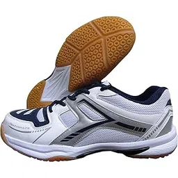 Court Power 005 Badminton Shoes, White, Silver, Navy Color