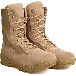 CP0019 CHAIN TAN SUEDE/BLACK Genuine Leather Military Men's Combat Desert Boots -High Ankle - High Top Lace Up