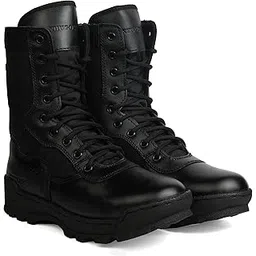 CP0019 CHAIN TAN SUEDE/BLACK Genuine Leather Military Men's Combat Desert Boots -High Ankle - High Top Lace Up