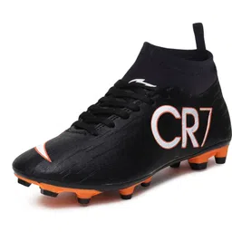 CR7 Ronaldo Black Ankle Synthetic TPU Studs Football Shoes For Men