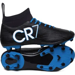 CR7 Ronaldo Black Ankle Synthetic TPU Studs Football Shoes For Men