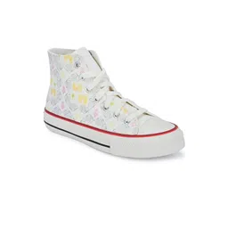 CROWCIA LONDON Men Printed Lightweight High-Top Canvas Sneakers