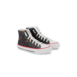 CROWCIA LONDON Men Printed Round Toe Lightweight Canvas Sneakers