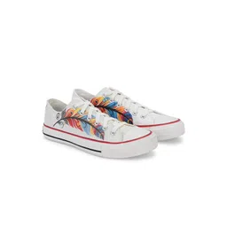 CROWCIA LONDON Men Printed Round Toe Lightweight Canvas Sneakers