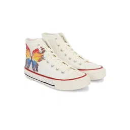 CROWCIA LONDON Men Printed Round Toe Lightweight Canvas Sneakers