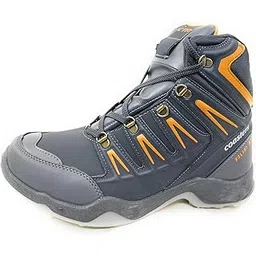 CTR - HIGH Ankle - Trekking Waterproof Shoes Anti-Skid Hiking, Sahyadri Mountain Boots for Men and Women in Action - RUB-50 (Cement/Mango)