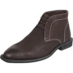 Davinci Men Leather Lace-Up Stitched Detail Ankle Boots