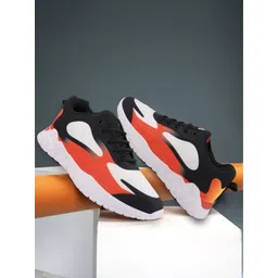 Deflow Men Mesh Colourblocked Lace-Ups Round Toe Sneakers