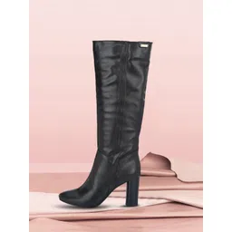 Delize Black High-Top Block Heeled Boots