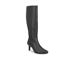 Delize Black High-Top Kitten Heeled Boots