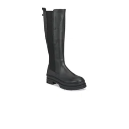 Delize Black High-Top Platform Heeled Boots