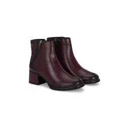 Delize Cherry Women Mid-Top Block Heeled Zip Closure Ankle Boots
