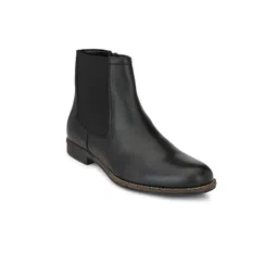 Delize Men Black Solid High-Top Chelsea Boots