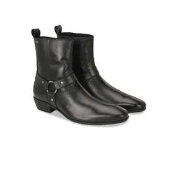 Delize Men Round Toe Casual Biker Boots with Harness