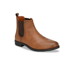 Delize Men Tan Colored Solid Synthetic Leather Boots