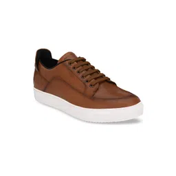 Delize Men Tan Leather Sneakers