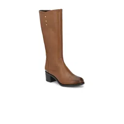 Delize Tan High-Top Block Heeled Boots