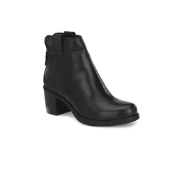 Delize Woman Black Solid Synthetic Leather Block Heeled Chelsea Boots