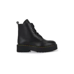 Delize Women Black Solid High Ankle Boots