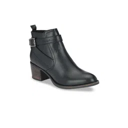 Delize Women Black Solid Mid-Top Chelsea Heeled Boots