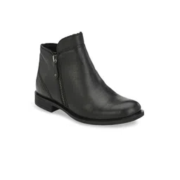 Delize Women Black Solid Mid-Top Flat Boots