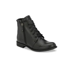 Delize Women Black Solid Mid-Top Flat Boots