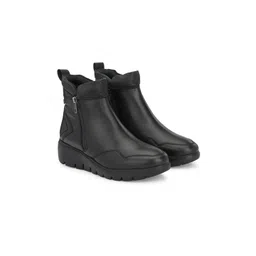 Delize Women Black Solid Vegan Leather Boots