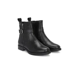 Delize Women Mid Top Leather Regular Boots With Buckle Deatil