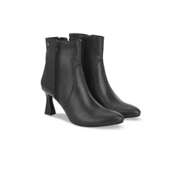 Delize Women Pointed Toe Mid-Top Vegan Leather Block-Heel Boots