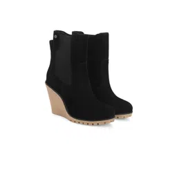 Delize Women Round Toe Wedge Heel Chelsea Boots