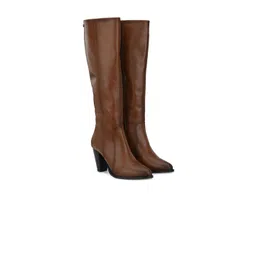 Delize Women Tan Brown Leather Chelsea knee Boots