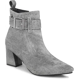 Denim Block Heel Boots