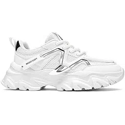 DHANLAVDHI Creation Men's Synthetic Chunky Sports Sneakers|Breathable Casual Running Shoes|Anti-Slip Sole Stylish Streetwear Trainers for Gym & Outdoor(White 100)