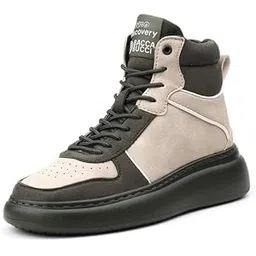 × Discovery Noir Women’s High-Top Sneakers – Premium Suede & PU Urban Adventure Shoes
