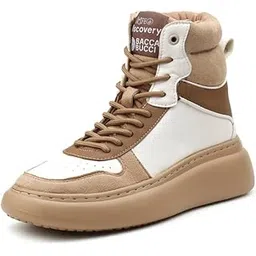 × Discovery Noir Women’s High-Top Sneakers – Premium Suede & PU Urban Adventure Shoes