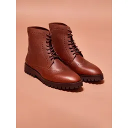 dmodot Men Leather High-Top Regular Boots