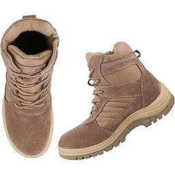 DMS Men's High Ankle Suede Leather Boots in Lace-Up for Outdoor Trekking & Casual Boots with Cushioned Sole