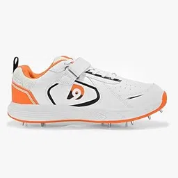DNINE Bolt Men Bowling Spikes Cricket Shoe White