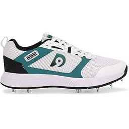 DNINE Hunter Men, Batting Spikes Cricket Shoes, White/Blue/Orange & White/Green/Black