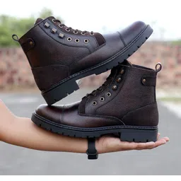 DRAGON Leather Boots for Bikers Riders Trekking Trail & Hiking with Fur Lining Boots For Men