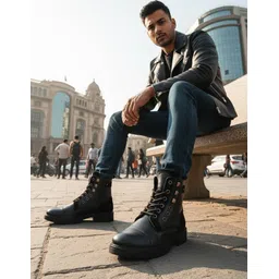 DRAGON Leather Boots for Bikers Riders Trekking Trail & Hiking with Fur Lining Boots For Men