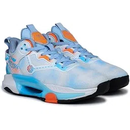 DRAGONFIRE Sports Shoe - Running Shoe| Walking Shoe| Training & Gym Shoe| Outdoors Shoe for Men's, (Light Sky, Fluotescent Orange), UK7