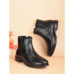 DressBerry Women Black Block-Heeled Mid-Top Regular Boots