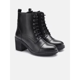 DressBerry Women Block Heel Mid-Top Lace-Ups Boots