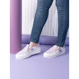 DressBerry Women Perforations Slip-On Sneakers