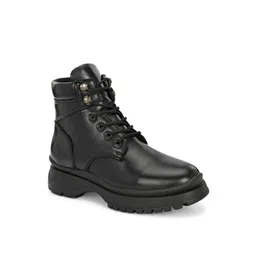 DressBerry Women Stylish Black Chunky Sole Lace UP Casual Boots