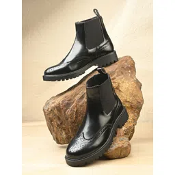 DressBerry Women Trendy Black Stylish Casual Chelsea Boots