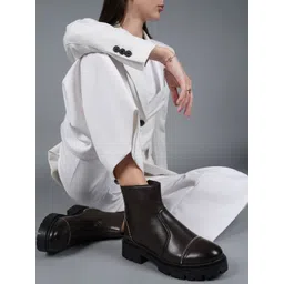 DROP BOLD Women Round Toe Zip Chelsea Boots