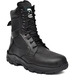 DS03 Genuine Leather Army & Tactical Boots for Men | Side Zip Combat Shoes | Lightweight Military Outdoor Hiking & Trekking Boots