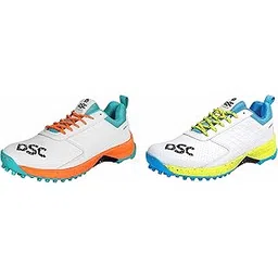 DSC Jaffa 22 Cricket Shoes for Men and Boys UK-9 White-Orange & DSC Jaffa 22 Cricket Shoes for Men and Boys UK-10 White/Lime-Yellow